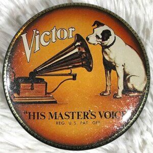 Bristolware Vintage Victor "His Master's Voice" Round Tin